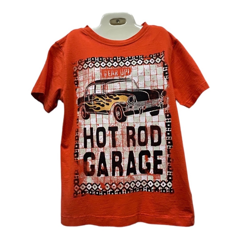 EUC Gymboree Orange Hot Rod Garage Shirt Sz 10